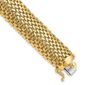 14k Gold Tessere Mesh Bracelet. 7.25 inches long x 1/2 inch wide